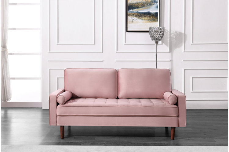 Wayfair pink velvet deals couch